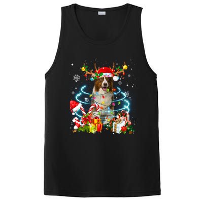 Border Collie Reindeer Christmas Tree Lights Pajama Dog Xmas Gift PosiCharge Competitor Tank