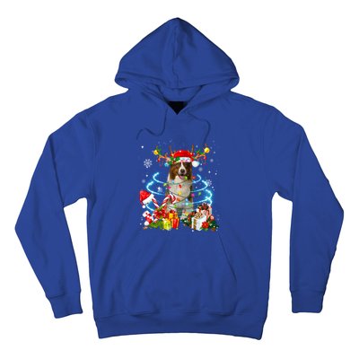 Border Collie Reindeer Christmas Tree Lights Pajama Dog Xmas Gift Hoodie