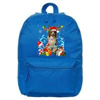 Border Collie Reindeer Christmas Tree Lights Pajama Dog Xmas Gift 16 in Basic Backpack