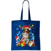 Border Collie Reindeer Christmas Tree Lights Pajama Dog Xmas Gift Tote Bag