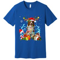 Border Collie Reindeer Christmas Tree Lights Pajama Dog Xmas Gift Premium T-Shirt