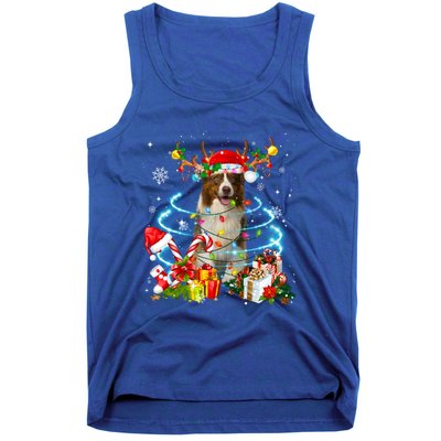 Border Collie Reindeer Christmas Tree Lights Pajama Dog Xmas Gift Tank Top