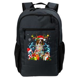 Border Collie Reindeer Christmas Tree Lights Pajama Dog Xmas Gift Daily Commute Backpack