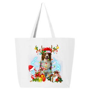 Border Collie Reindeer Christmas Tree Lights Pajama Dog Xmas Gift 25L Jumbo Tote