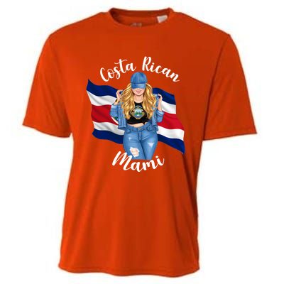 Blonde Costa Rican Mami Flag Emblem Costa Rico Queen Mom Cool Gift Cooling Performance Crew T-Shirt