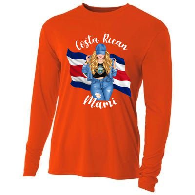 Blonde Costa Rican Mami Flag Emblem Costa Rico Queen Mom Cool Gift Cooling Performance Long Sleeve Crew