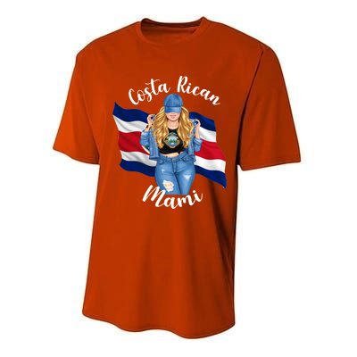 Blonde Costa Rican Mami Flag Emblem Costa Rico Queen Mom Cool Gift Performance Sprint T-Shirt