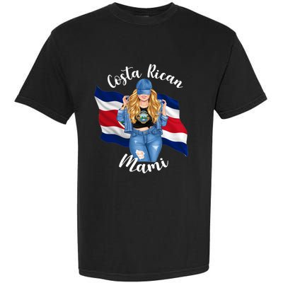 Blonde Costa Rican Mami Flag Emblem Costa Rico Queen Mom Cool Gift Garment-Dyed Heavyweight T-Shirt