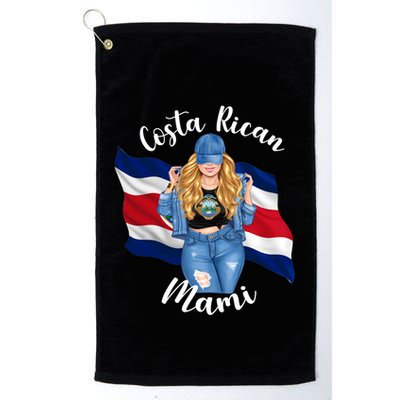 Blonde Costa Rican Mami Flag Emblem Costa Rico Queen Mom Cool Gift Golf Towel