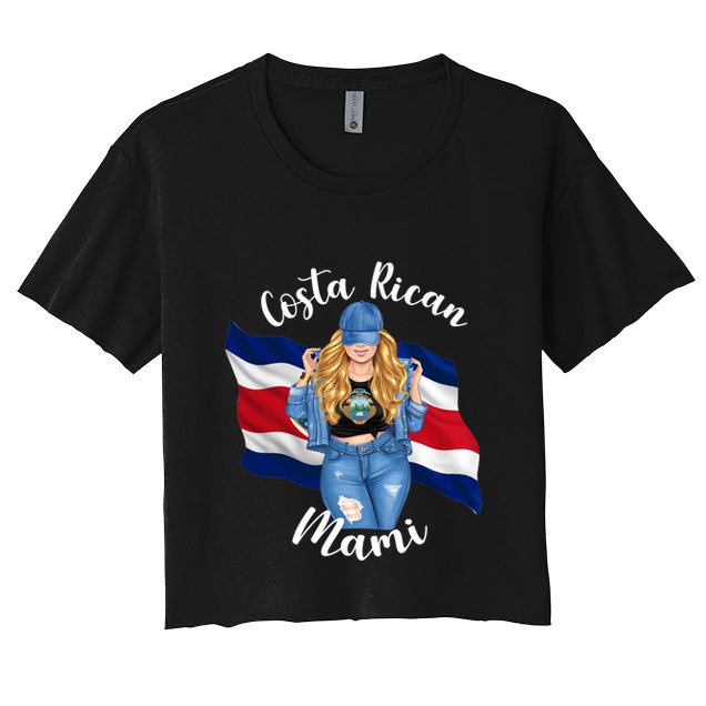 Blonde Costa Rican Mami Flag Emblem Costa Rico Queen Mom Cool Gift Crop Top