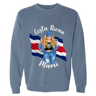 Blonde Costa Rican Mami Flag Emblem Costa Rico Queen Mom Cool Gift Garment-Dyed Sweatshirt