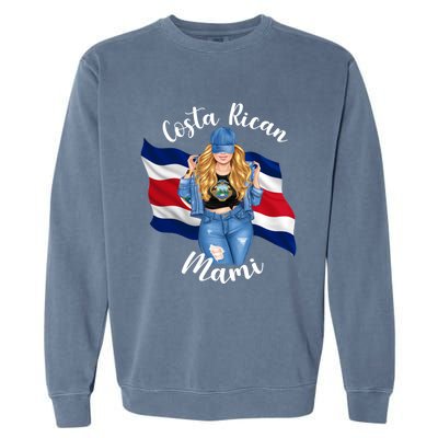 Blonde Costa Rican Mami Flag Emblem Costa Rico Queen Mom Cool Gift Garment-Dyed Sweatshirt