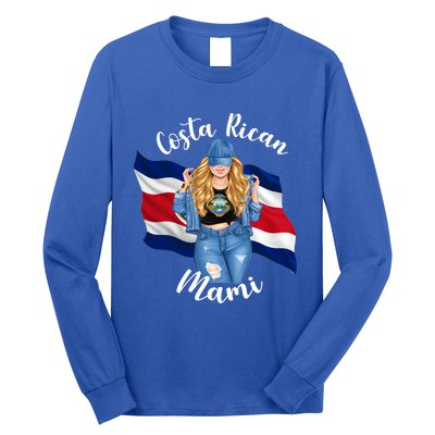 Blonde Costa Rican Mami Flag Emblem Costa Rico Queen Mom Cool Gift Long Sleeve Shirt