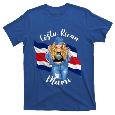 Blonde Costa Rican Mami Flag Emblem Costa Rico Queen Mom Cool Gift T-Shirt