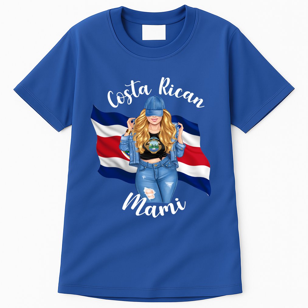 Blonde Costa Rican Mami Flag Emblem Costa Rico Queen Mom Cool Gift Tall T-Shirt