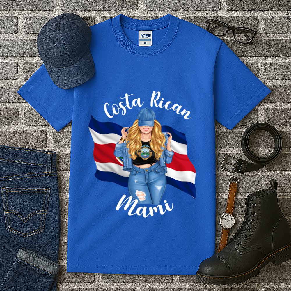 Blonde Costa Rican Mami Flag Emblem Costa Rico Queen Mom Cool Gift Tall T-Shirt
