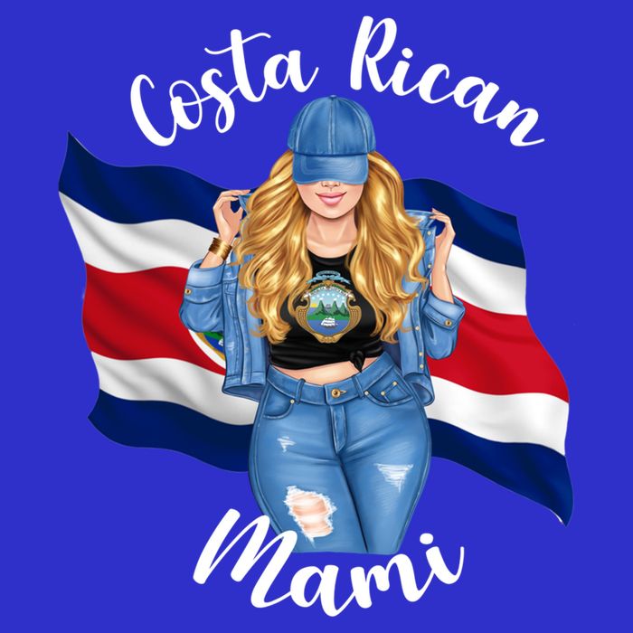 Blonde Costa Rican Mami Flag Emblem Costa Rico Queen Mom Cool Gift Tall T-Shirt