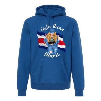 Blonde Costa Rican Mami Flag Emblem Costa Rico Queen Mom Cool Gift Premium Hoodie