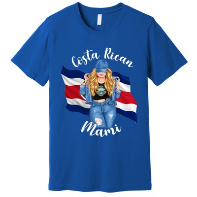 Blonde Costa Rican Mami Flag Emblem Costa Rico Queen Mom Cool Gift Premium T-Shirt