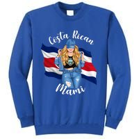 Blonde Costa Rican Mami Flag Emblem Costa Rico Queen Mom Cool Gift Tall Sweatshirt