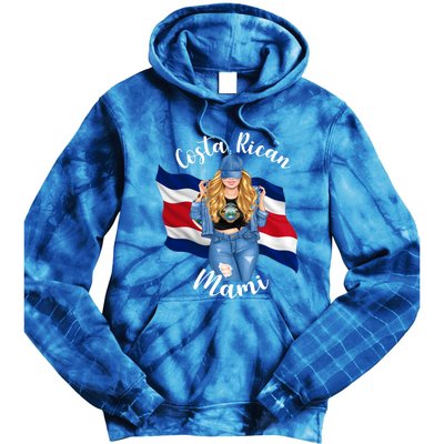 Blonde Costa Rican Mami Flag Emblem Costa Rico Queen Mom Cool Gift Tie Dye Hoodie