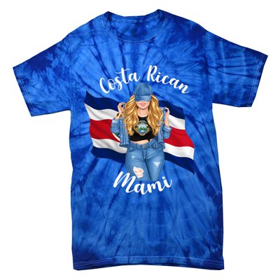 Blonde Costa Rican Mami Flag Emblem Costa Rico Queen Mom Cool Gift Tie-Dye T-Shirt