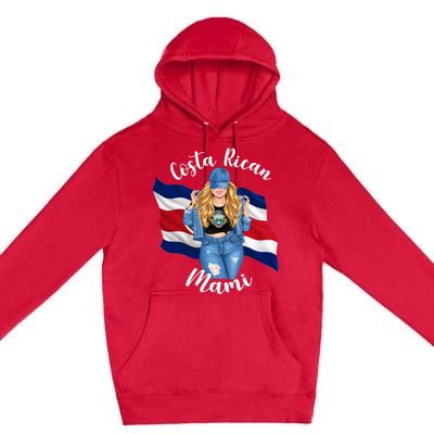 Blonde Costa Rican Mami Flag Emblem Costa Rico Queen Mom Cool Gift Premium Pullover Hoodie