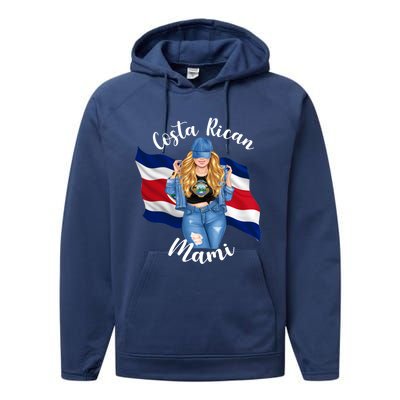 Blonde Costa Rican Mami Flag Emblem Costa Rico Queen Mom Cool Gift Performance Fleece Hoodie