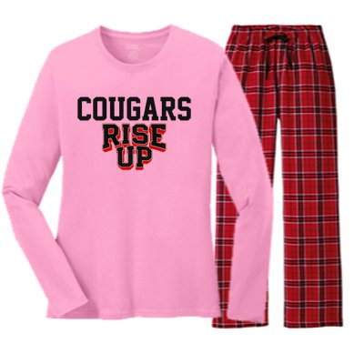 Brazos Cougars Rise Up Hs Premium Women's Long Sleeve Flannel Pajama Set 