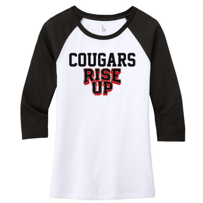 Brazos Cougars Rise Up Hs Premium Women's Tri-Blend 3/4-Sleeve Raglan Shirt