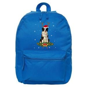 Border Collie Reindeer Santa Hat Xmas Lights Christmas Xmas Meaningful Gift 16 in Basic Backpack