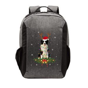 Border Collie Reindeer Santa Hat Xmas Lights Christmas Xmas Meaningful Gift Vector Backpack