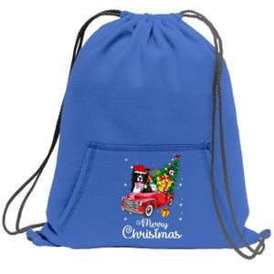 Border Collie Ride Red Truck Christmas Pajama Funny Xmas Dog Gift Sweatshirt Cinch Pack Bag