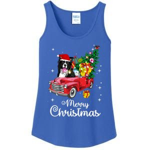 Border Collie Ride Red Truck Christmas Pajama Funny Xmas Dog Gift Ladies Essential Tank