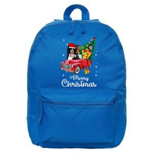 Border Collie Ride Red Truck Christmas Pajama Funny Xmas Dog Gift 16 in Basic Backpack