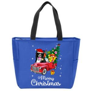 Border Collie Ride Red Truck Christmas Pajama Funny Xmas Dog Gift Zip Tote Bag