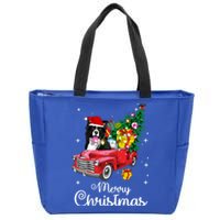 Border Collie Ride Red Truck Christmas Pajama Funny Xmas Dog Gift Zip Tote Bag