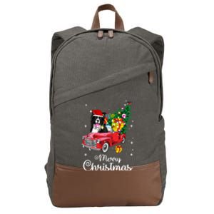 Border Collie Ride Red Truck Christmas Pajama Funny Xmas Dog Gift Cotton Canvas Backpack