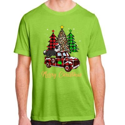 Border Collie Riding Red Truck Xmas Merry Christmas Gift Adult ChromaSoft Performance T-Shirt