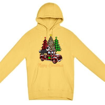 Border Collie Riding Red Truck Xmas Merry Christmas Gift Premium Pullover Hoodie