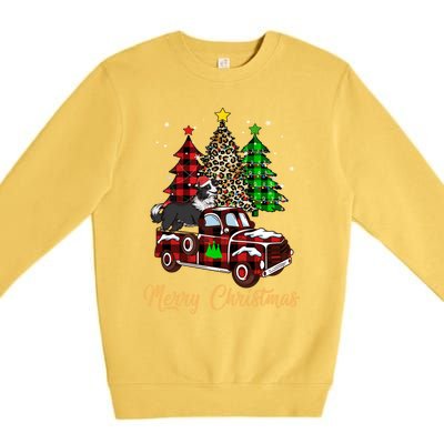 Border Collie Riding Red Truck Xmas Merry Christmas Gift Premium Crewneck Sweatshirt