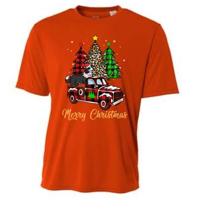 Border Collie Riding Red Truck Xmas Merry Christmas Gift Cooling Performance Crew T-Shirt