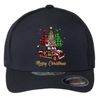 Border Collie Riding Red Truck Xmas Merry Christmas Gift Flexfit Unipanel Trucker Cap