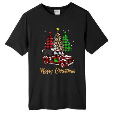 Border Collie Riding Red Truck Xmas Merry Christmas Gift Tall Fusion ChromaSoft Performance T-Shirt