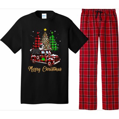 Border Collie Riding Red Truck Xmas Merry Christmas Gift Pajama Set