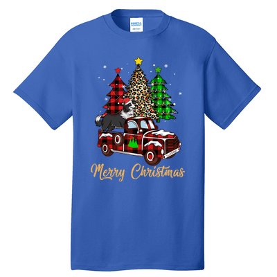 Border Collie Riding Red Truck Xmas Merry Christmas Gift Tall T-Shirt