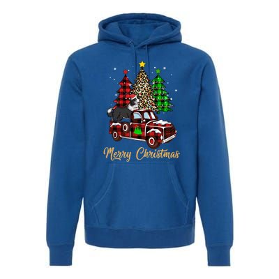 Border Collie Riding Red Truck Xmas Merry Christmas Gift Premium Hoodie