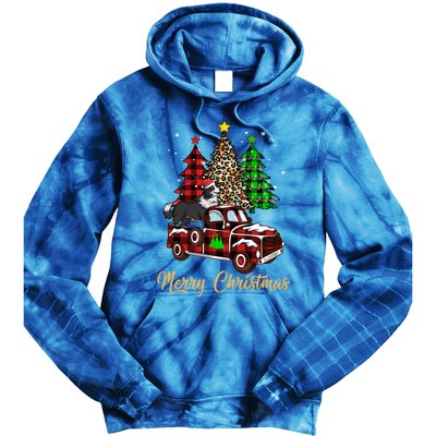 Border Collie Riding Red Truck Xmas Merry Christmas Gift Tie Dye Hoodie