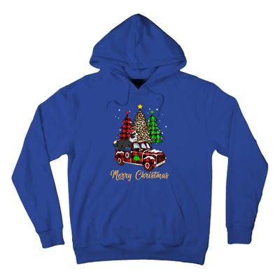 Border Collie Riding Red Truck Xmas Merry Christmas Gift Tall Hoodie