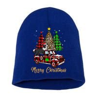 Border Collie Riding Red Truck Xmas Merry Christmas Gift Short Acrylic Beanie